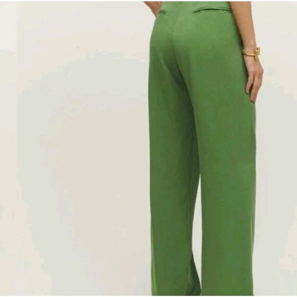 Reformation Mason Green Pants Women's 8 petite Wide Leg Culottes Pleated Pockets - Picture 3 of 12